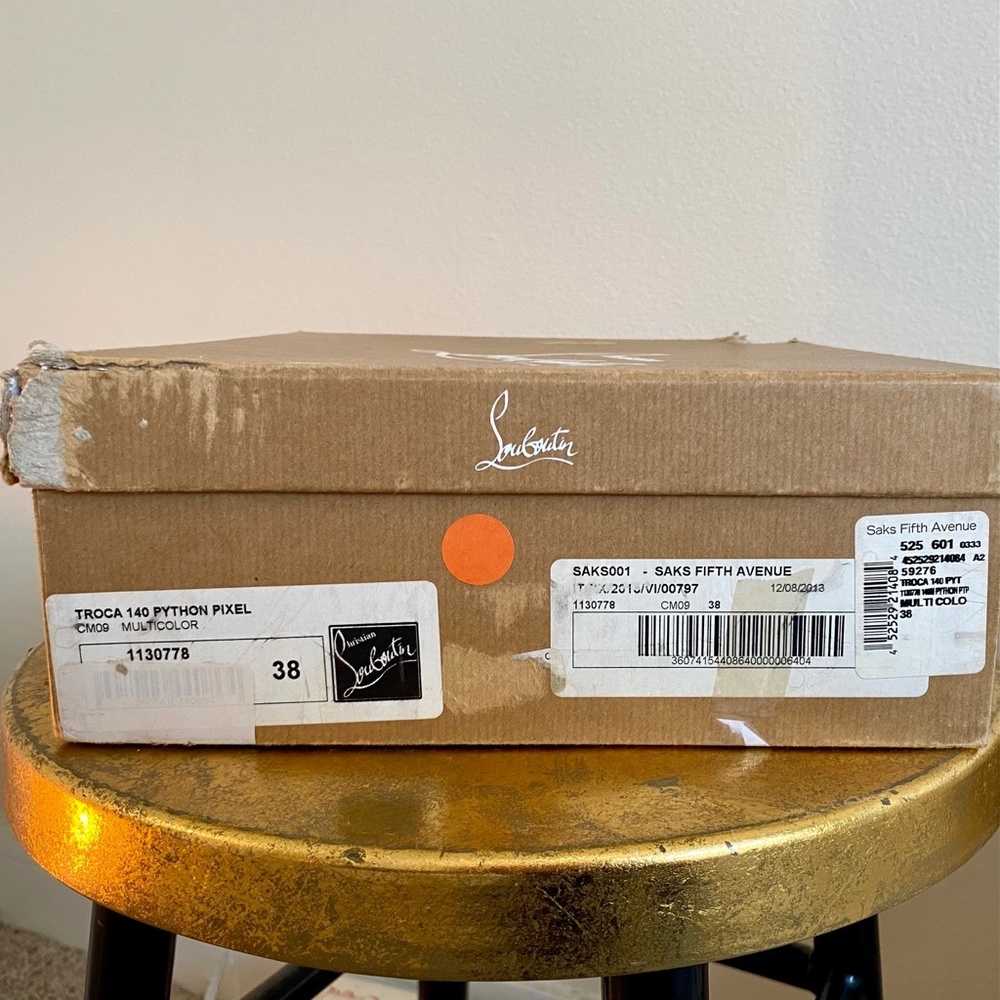 Excellent Christian Louboutin Troca 140 Python Pixel - Red Bottoms Size EU 38 - Picture 12 of 16